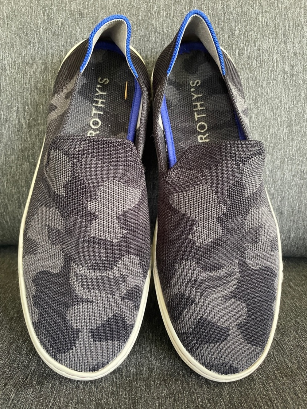 Rothy’s Grey Camo sneakers US 8,5 comfortable flats slip on